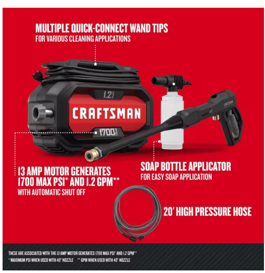 Buy Electric Pressure Washer Cold Water 1700 PSI Strong Cleaning gardenning