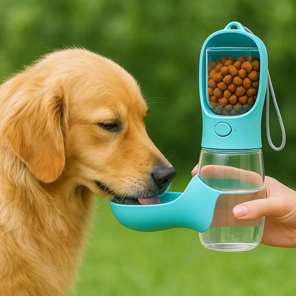 pet water bottle with food container